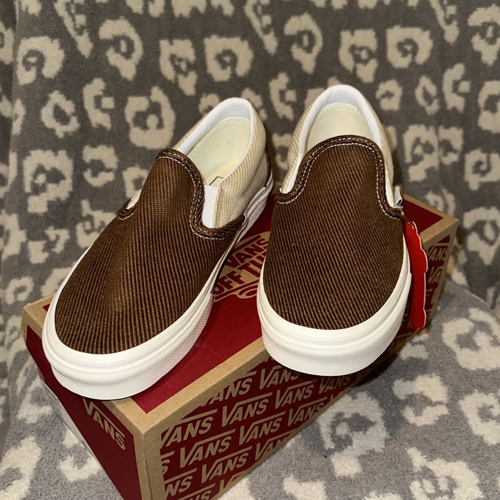 Vans Classic Slip-On Sneakers Desert Twill Brown/Beige New 🆕 & Never Worn 🥰
